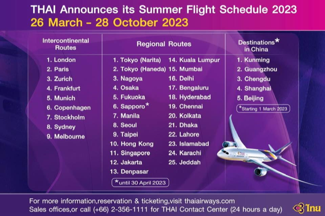 TG releases summer flight schedule  TTR Weekly